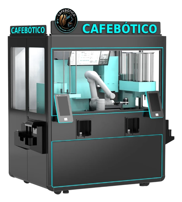 Estación robótica Cafebótico — la máquina que sirve el café